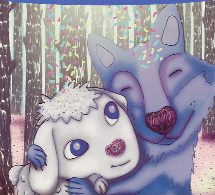 Ilustración del cuento del lobo Rodolfo y la oveja valentina