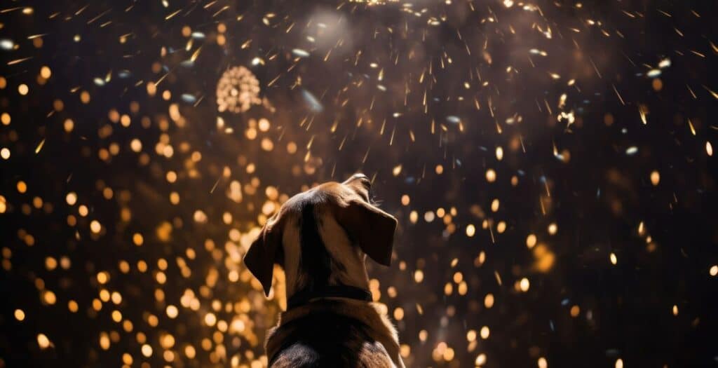 fuegos artificiales y perros